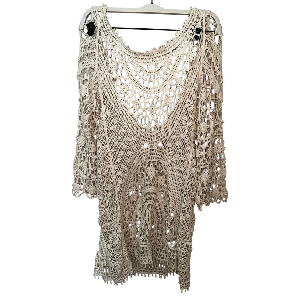 Crochet cream swim cover